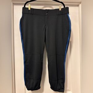 Sleek Black and Blue Joggers with Sporty Stripes